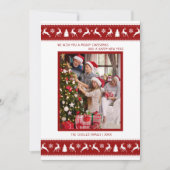 Familiefoto rendier rood wit kerstkaart (Voorkant)