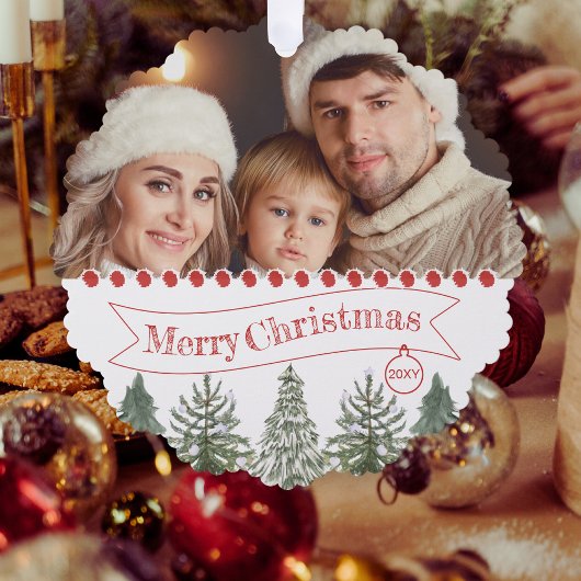 Familiefoto Retro Botanisch Groen Vrolijk Kerstfee Ornament Kaart