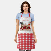 Familiefoto Rode Gingham Prettig Kerstfeest Schort (Gedragen)