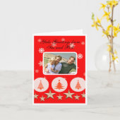 Familiefoto rode kerstbomen kaart (Gele Bloem)