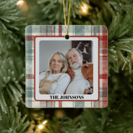Familiefoto Rood & Groen Karo Kerst Ornament
