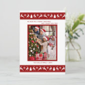 Familiefoto Rood Wit Rendier Vakantie Kaart (Staand voorkant)