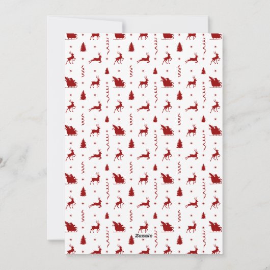 Familiefoto Rood Wit Rendier Vakantie Kaart (Achterkant)