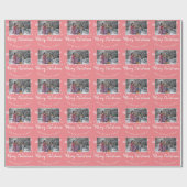 Familiefoto Roze Kerstscript  Cadeaupapier (Vlak)