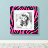Familiefoto Roze Zebra Canvas Afdruk (Insitu (Houten vloer))