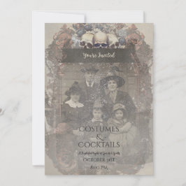 Familiefoto Schedel Rozen  Gotisch Halloween Kaart