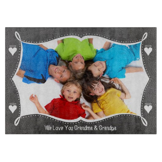 Familiefoto schoolbord We houden van je Snijplank (Voorkant)