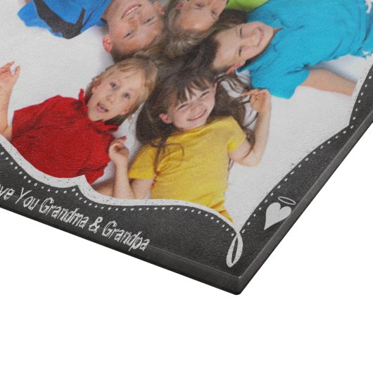 Familiefoto schoolbord We houden van je Snijplank (Hoek)