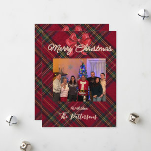Familiefoto Schotse Ruit Kerst Groet Vakantiewensk Feestdagenkaart