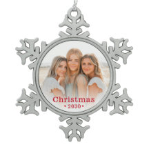 Familiefoto  Sneeuwvlok Tin Kerstbal