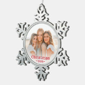 Familiefoto Snowflake Pewter-kerstversiering Tin Sneeuwvlok Ornament (Rechts)