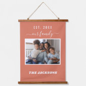 Familiefoto terracotta Earth name script Hangend Wandkleed (Voorkant)