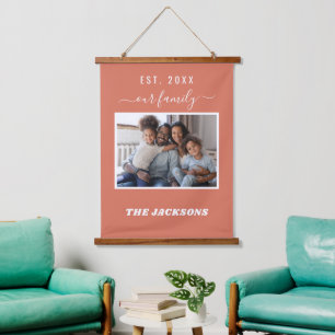 Familiefoto terracotta Earth name script Hangend Wandkleed