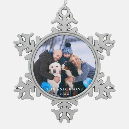 Familiefoto Tin Sneeuwvlok Ornament (Voorkant)