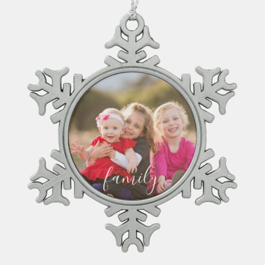 Familiefoto Tin Sneeuwvlok Ornament (Voorkant)
