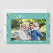 Familiefoto Vakantie Bladerdek Kerst Kaart (Voorkant)