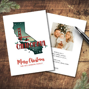 Familiefoto van de staat Californië Kerstmis Feestdagenkaart