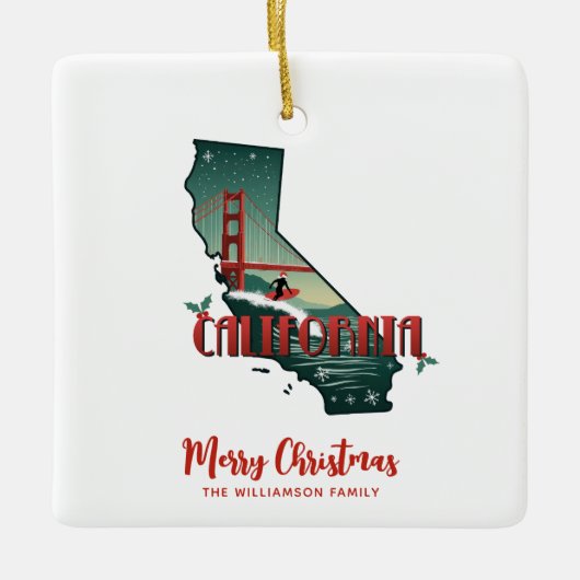 Familiefoto van de staat Californië Kerstmis Keramisch Ornament (Voorkant)
