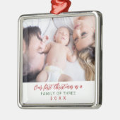Familiefoto van drie eerste kerstdagen metalen ornament (Links)