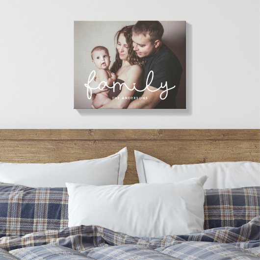 Familiefoto van het schattig whimsical-script canvas afdruk (Insitu (Slaapkamer))