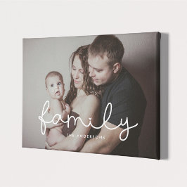 Familiefoto van het schattig whimsical-script canvas afdruk