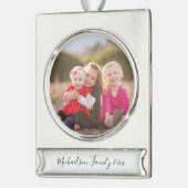 Familiefoto Verzilverd Banner Ornament (Links)