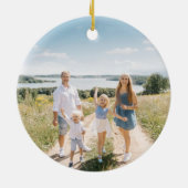 Familiefoto Vogels & Vogelkooi op Damask Keramisch Ornament (Achterkant)