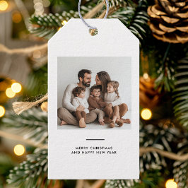 Familiefoto & vrolijk en helder minimalistisch cadeaulabel