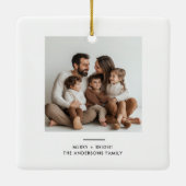 Familiefoto & vrolijk en helder minimalistisch keramisch ornament (Achterkant)