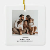 Familiefoto & vrolijk en helder minimalistisch keramisch ornament (Voorkant)