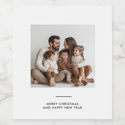 Familiefoto & vrolijk en helder minimalistisch wijn etiket (Enkel label)