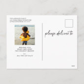 Familiefoto Vrolijk kerstborstel script Casual Feestdagenkaart (Achterkant)