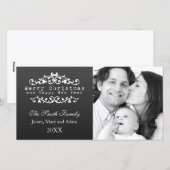 Familiefoto Vrolijk Kerstfeest Sierzwart Feestdagenkaart (Voorkant / Achterkant)
