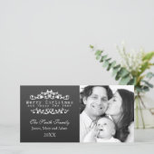 Familiefoto Vrolijk Kerstfeest Sierzwart Feestdagenkaart (Staand voorkant)