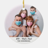 Familiefoto wat een jaar grappige kerstboom van 20 keramisch ornament (Achterkant)