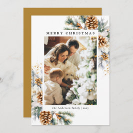 Familiefoto Waterverf Botanische Bloemen Kerst Feestdagenkaart