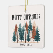 Familiefoto & Winter Pine Kerstmis Keramisch Ornament (Links)