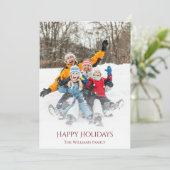 Familiefoto Winter Scene Modern Christmas Feestdagenkaart (Staand voorkant)