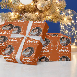 Familiefoto Witte Bladeren Prettig Kerstfeest Cadeaupapier