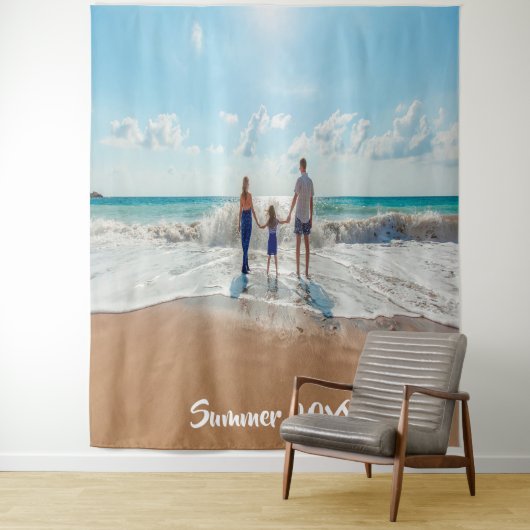 Familiefoto zomer vakantie herinnering tekst wandkleed (In situ)