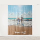 Familiefoto zomer vakantie herinnering tekst wandkleed (Voorkant)