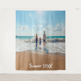 Familiefoto zomer vakantie herinnering tekst wandkleed