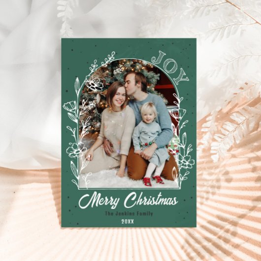 Familiefotoboog met bloem briefkaart