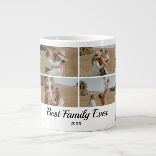 Familiefotocollage - 10 foto's Aangepaste tekst Grote Koffiekop (Voorkant)