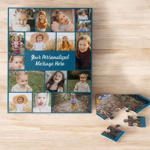 Familiefotocollage 16 Instagram Afbeelding Blauw Legpuzzel