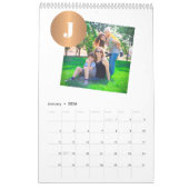 Familiefotocollage 2026 monogrammed sinaasappel kalender (Jan 2026)