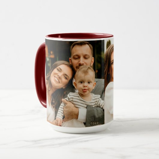 Familiefotocollage - 2 foto's en aangepaste tekst mok (Voorkant links)