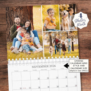 Familiefotocollage 4 foto's per maand kalender