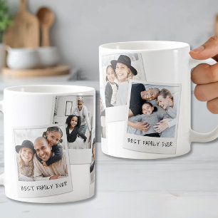 Familiefotocollage Aangepaste tekst 5 foto's Koffiemok