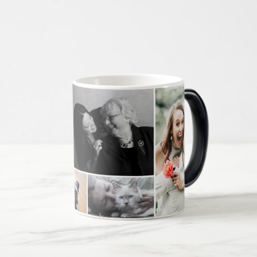 Familiefotocollage Achternaam schoolbord Magische Mok (Voorkant rechts)